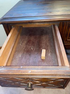 ANTIQUE VANITY and GLASS FOOTED STOOL HUNTLEY SIMMONS FURNITURE COMPANY