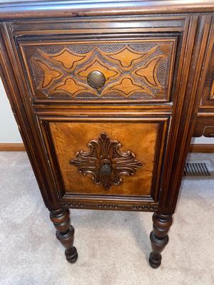 ANTIQUE VANITY and GLASS FOOTED STOOL HUNTLEY SIMMONS FURNITURE COMPANY
