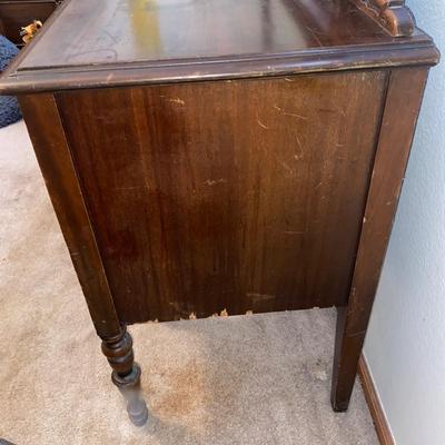 ANTIQUE VANITY and GLASS FOOTED STOOL HUNTLEY SIMMONS FURNITURE COMPANY