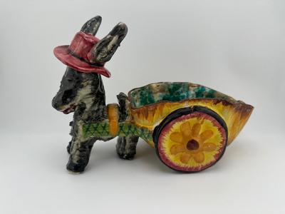 Vintage Italian Donkey with Cart Planter