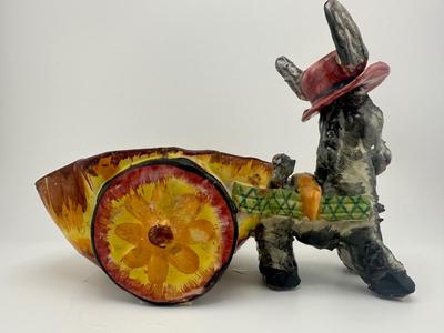 Vintage Italian Donkey with Cart Planter