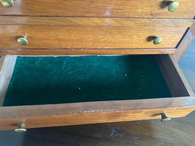 6 FELT LINED DRAWER WOODEN JEWELRY BOX