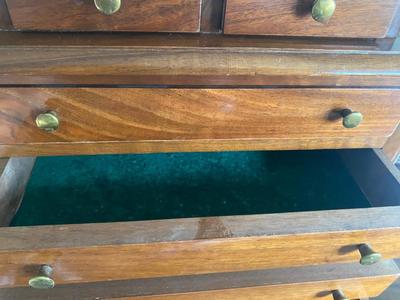 6 FELT LINED DRAWER WOODEN JEWELRY BOX