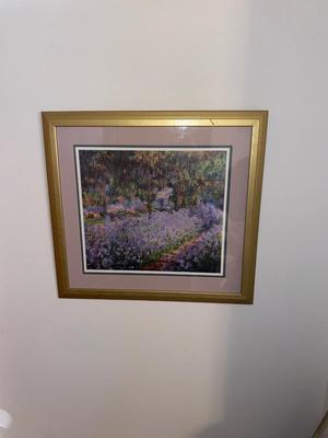 CLAUDE MONET "THE ARTIST'S GARDEN" PICTURE IN GOLD FRAME