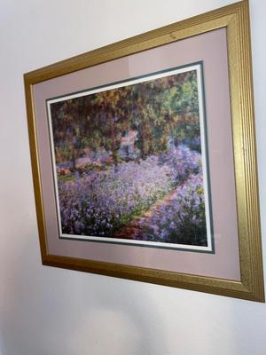 CLAUDE MONET "THE ARTIST'S GARDEN" PICTURE IN GOLD FRAME