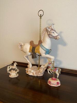 LARGE CAROUSEL HORSE WITH 2 SMALL HORSES