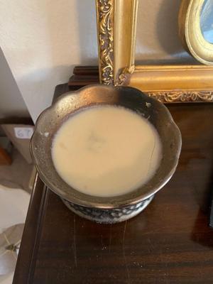 GOLD TONED HOME DECOR, WAX BURNER, ANTIQUE FRAME, CENTER PIECE