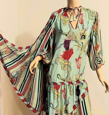Vtg 80s Diane Freis Crepe midi dress