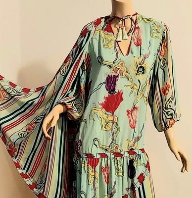 Vtg 80s Diane Freis Crepe midi dress