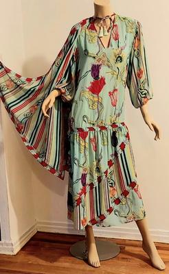 Vtg 80s Diane Freis Crepe midi dress