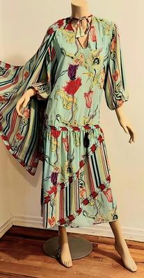 Vtg 80s Diane Freis Crepe midi dress