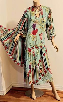 Vtg 80s Diane Freis Crepe midi dress