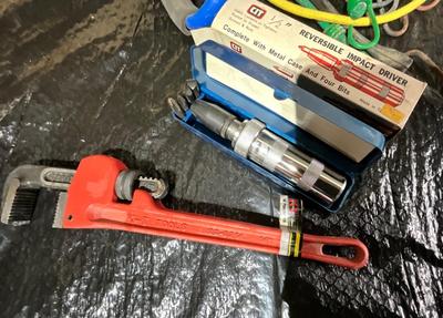 Blue Flood light, wrench, impact driver