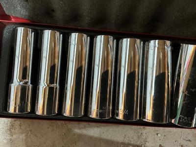 Large socket set, crowbars/pry bar, wrench