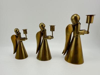 Vintage Angel Brass Candle Holders