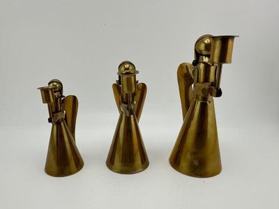 Vintage Angel Brass Candle Holders