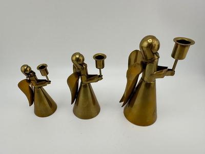 Vintage Angel Brass Candle Holders