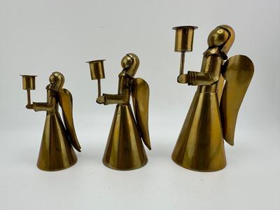 Vintage Angel Brass Candle Holders