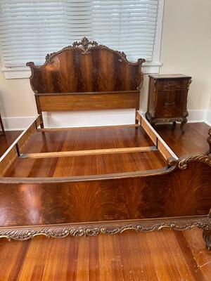 Victorian Style Double Bed Frame and Nightstand