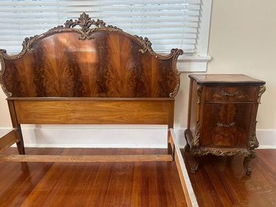 Victorian Style Double Bed Frame and Nightstand