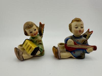 Hummel Angel and Little Boy Candle Holders