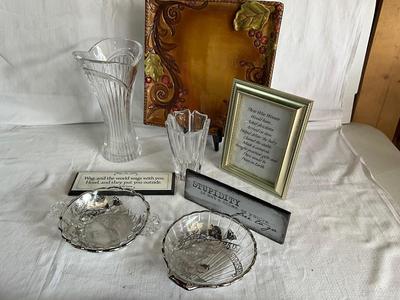 Vases, decor plates, 25th Anniversary glass dishes