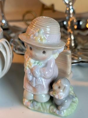 Silver candy dish, candle holder, decorative plate, sugar/creamer