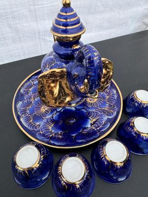Two Gorgeous Hand Painted Thailand Tea Sets in Excellent Condition
