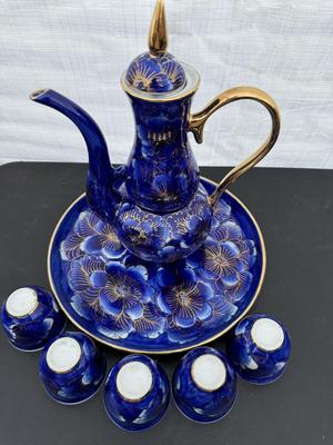 Two Gorgeous Hand Painted Thailand Tea Sets in Excellent Condition