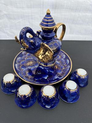 Two Gorgeous Hand Painted Thailand Tea Sets in Excellent Condition