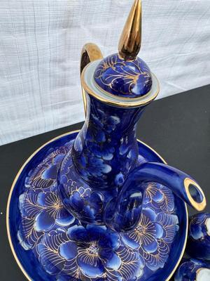 Two Gorgeous Hand Painted Thailand Tea Sets in Excellent Condition