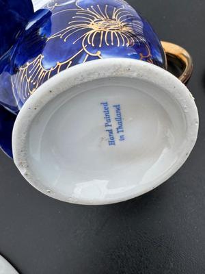 Two Gorgeous Hand Painted Thailand Tea Sets in Excellent Condition