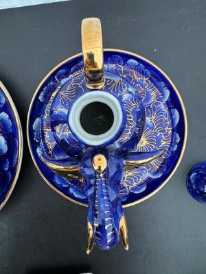 Two Gorgeous Hand Painted Thailand Tea Sets in Excellent Condition
