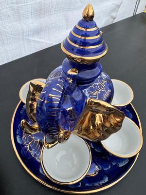 Two Gorgeous Hand Painted Thailand Tea Sets in Excellent Condition