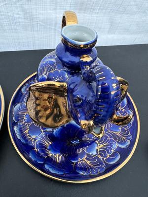 Two Gorgeous Hand Painted Thailand Tea Sets in Excellent Condition