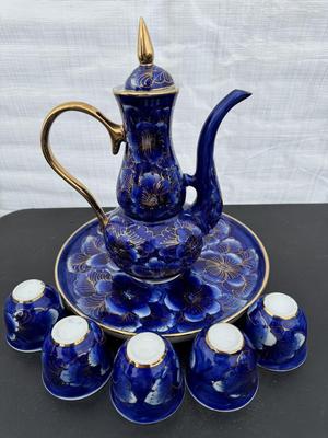 Two Gorgeous Hand Painted Thailand Tea Sets in Excellent Condition