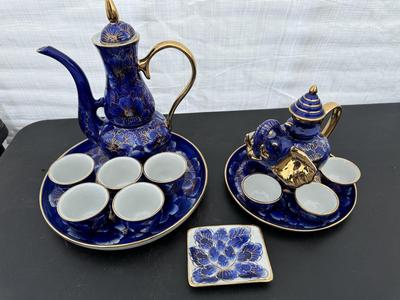 Two Gorgeous Hand Painted Thailand Tea Sets in Excellent Condition