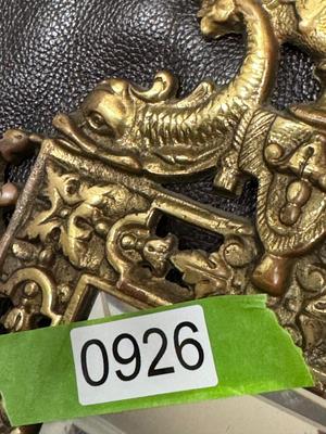 Pair of Antique Gilded Brass ‘Dolphin’ Ornate Mirrors with Candle Holders & Crystals