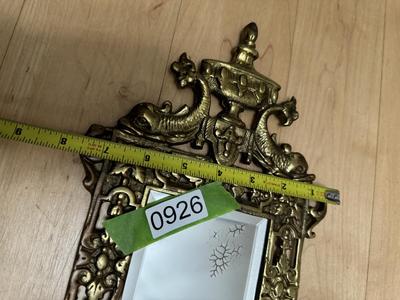 Pair of Antique Gilded Brass ‘Dolphin’ Ornate Mirrors with Candle Holders & Crystals