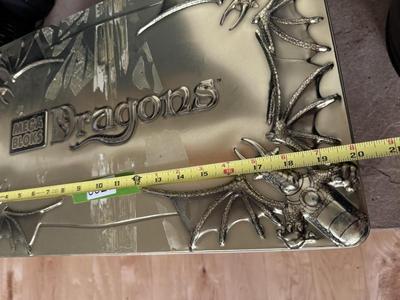 MEGA Blocks Dragons - Two Large Tin Sets (Each 20”Lx12”Wx3”D)