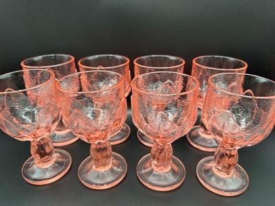 Vintage Tiffin Franciscan Cabaret Pink Lotus Wine Goblets - Set of (8)