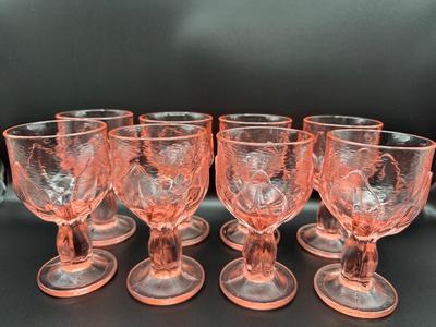 Vintage Tiffin Franciscan Cabaret Pink Lotus Wine Goblets - Set of (8)