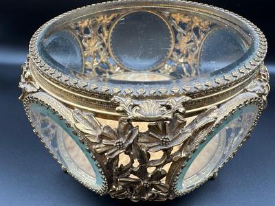 Antique French Glass Jewelry Case
