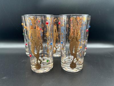 Mardi Gras Culver Highball Tumbler Glass - Set of 5