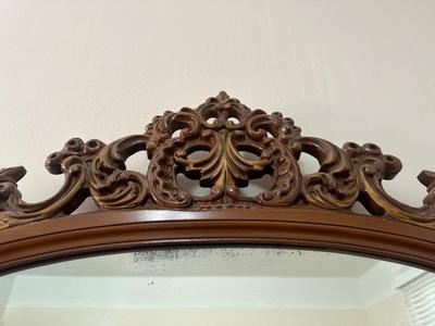 French Style Carved Wood Vanity and Mirror