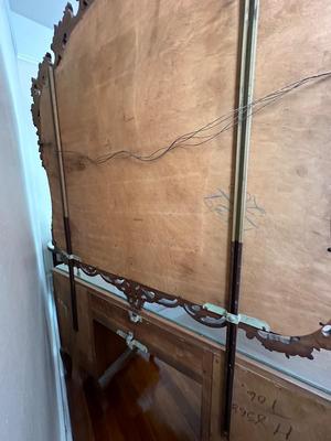 French Style Carved Wood Vanity and Mirror