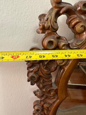 French Style Carved Wood Vanity and Mirror