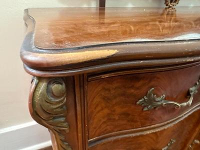 French Style Carved Wood Vanity and Mirror