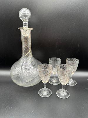 5pc MCM Decanter Set w/ Gold Trim