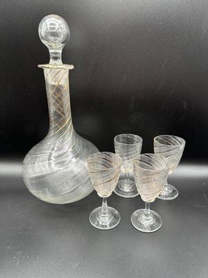 5pc MCM Decanter Set w/ Gold Trim